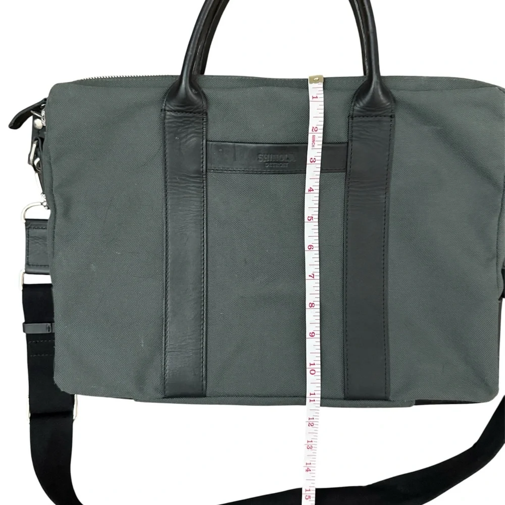 Shinola Grey/Black Canvas LeatherMessenger Laptop Bag Briefcase